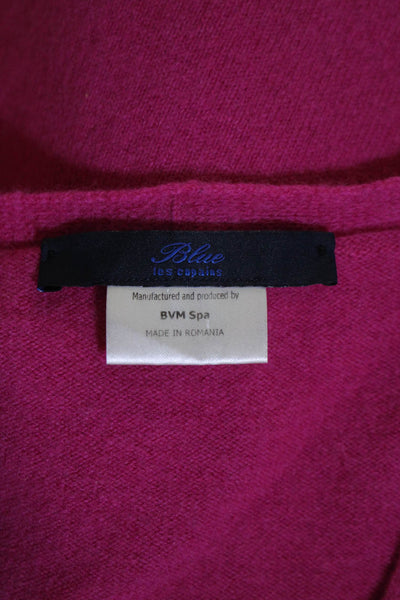 Blue Les Copains Womens Long Sleeve V Neck Sweater Pink Wool Size IT 40