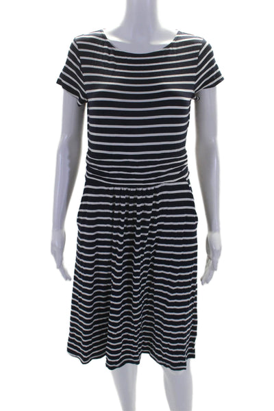 Boden Womens Short Sleeve Striped Casual A Line Dress Blue Size 8