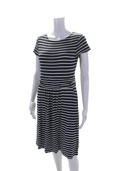 Boden Womens Short Sleeve Striped Casual A Line Dress Blue Size 8