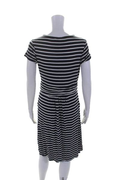 Boden Womens Short Sleeve Striped Casual A Line Dress Blue Size 8