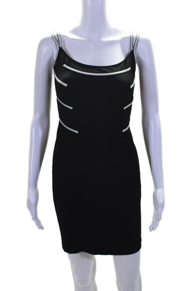 Tomaso Stefanelli Womens Contrast Trim Scoop Neck Bodycon Dress Black Size 40