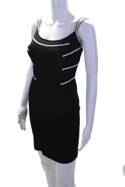 Tomaso Stefanelli Womens Contrast Trim Scoop Neck Bodycon Dress Black Size 40