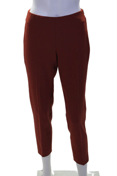 Blue Les Copains Womens High Rise Side Zip Straight Leg Pants Brick Red Size 38