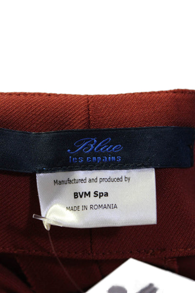 Blue Les Copains Womens High Rise Side Zip Straight Leg Pants Brick Red Size 38