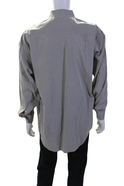 Ermenegildo Zegna Mens Cotton Long Sleeve Button Down Dress Shirt Gray Size L