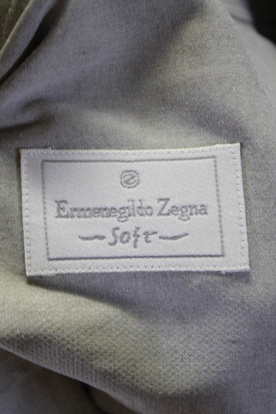 Ermenegildo Zegna Mens Cotton Long Sleeve Button Down Dress Shirt Gray Size L