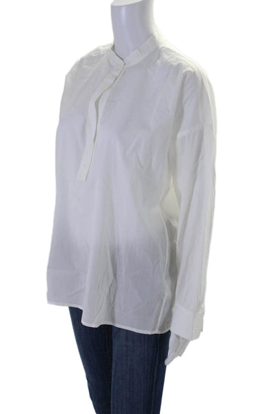 Vince Women's Round Neck Long Sleeves Cotton Blouse White Size XS