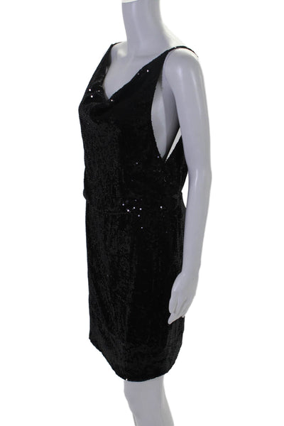 Robert Rodriguez Black Label Womens Open Back Draped Sequin Silk Dress Black 8