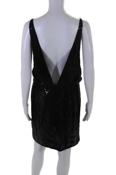 Robert Rodriguez Black Label Womens Open Back Draped Sequin Silk Dress Black 8