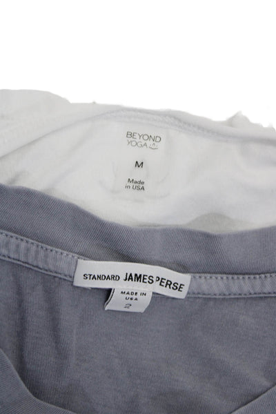 Beyond Yoga Standard James Perse Womens Tee Shirt White Gray Size Medium 2 Lot 2