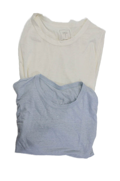 NKD Womens Scoop Neck Linen Silk Tank Tops Blue White Blue Size Medium Lot 2