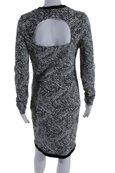 Twenty Womens Stretch Abstract Print Round Neck Long Sleeve Dress Black Size S