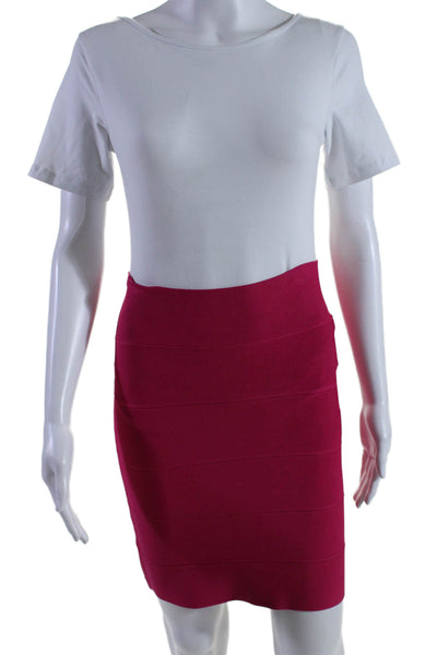 BCBGMAXAZRIA Womens Stretch Ribbed Bodycon Mini Skirt Pink Size S