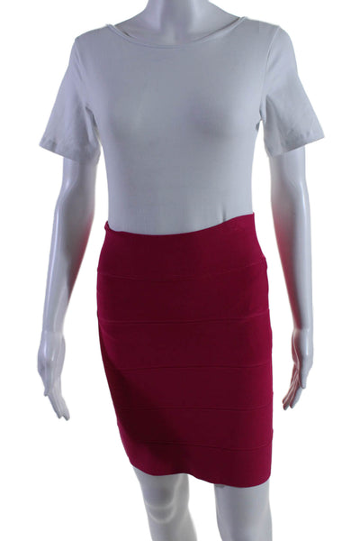 BCBGMAXAZRIA Womens Stretch Ribbed Bodycon Mini Skirt Pink Size S