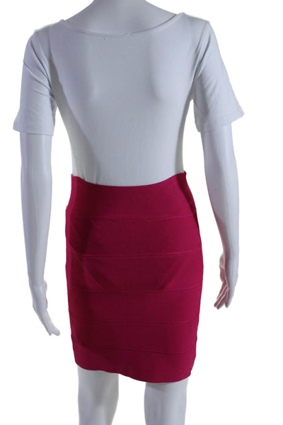 BCBGMAXAZRIA Womens Stretch Ribbed Bodycon Mini Skirt Pink Size S