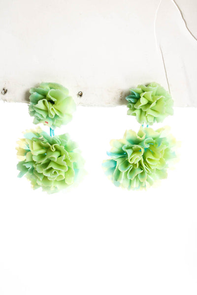 Grazia Fortuna Ward Womens Floral Green Dangle ClipOn Earrings