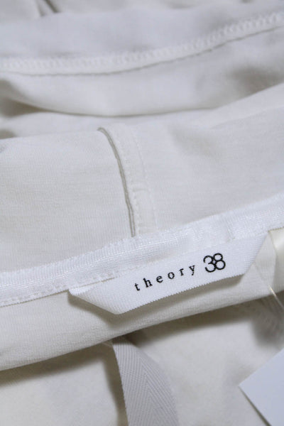 Theory 38 Womens Cotton Thin Drawstring Pullover Ribbed Hem Hoodie White Size S