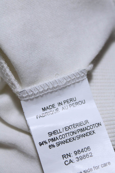 Theory 38 Womens Cotton Thin Drawstring Pullover Ribbed Hem Hoodie White Size S