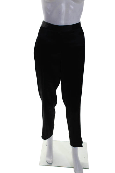 DKNY Womens Straight Leg Hook & Eye Clasp Flat Front Dress Pants Black Size 10