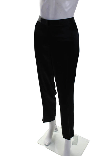 DKNY Womens Straight Leg Hook & Eye Clasp Flat Front Dress Pants Black Size 10