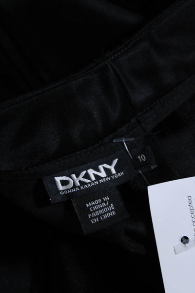 DKNY Womens Straight Leg Hook & Eye Clasp Flat Front Dress Pants Black Size 10