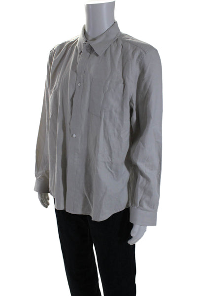 Frame Mens Cotton Long Sleeve Collared Button Down Shirt Gray Size L