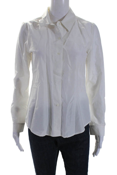 J Brand Womens Cotton Blend Long Sleeve Button Up Blouse Top White Size XS