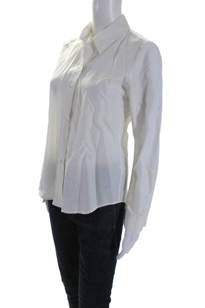 J Brand Womens Cotton Blend Long Sleeve Button Up Blouse Top White Size XS