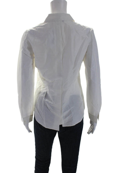 J Brand Womens Cotton Blend Long Sleeve Button Up Blouse Top White Size XS