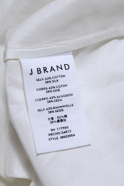 J Brand Womens Cotton Blend Long Sleeve Button Up Blouse Top White Size XS