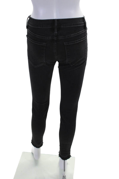 Frame Denim Womens ZIp Front Tapered Leg Studded Jeans Black Size 26