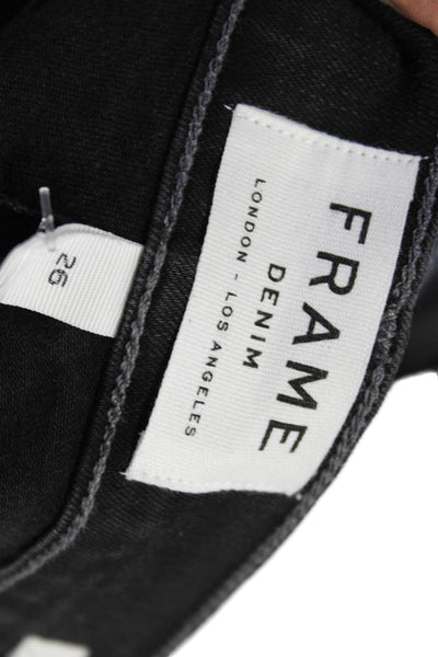 Frame Denim Womens ZIp Front Tapered Leg Studded Jeans Black Size 26