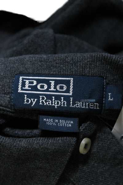 Polo Ralph Lauren Mens Cotton Short Sleeve Polo Shirt Top Charcoal Black Size L