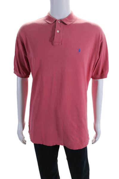 Polo Ralph Lauren Mens Cotton Collared Short Sleeve Polo Shirt Light Red Size L