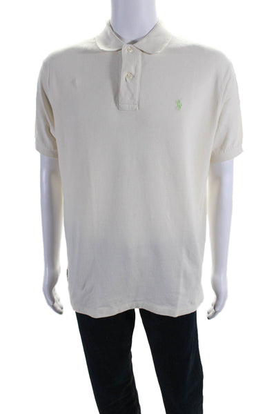 Polo Ralph Lauren Mens Cotton Collared Short Sleeve Polo Shirt Top White Size L