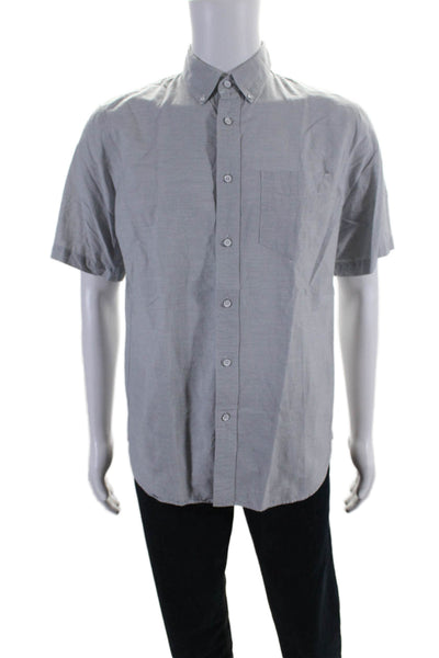 Rag & Bone Mens Cotton Striped Collared Short Sleeve Button Up Shirt Gray Size M