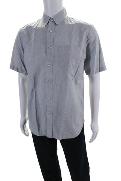 Rag & Bone Mens Cotton Striped Collared Short Sleeve Button Up Shirt Gray Size M