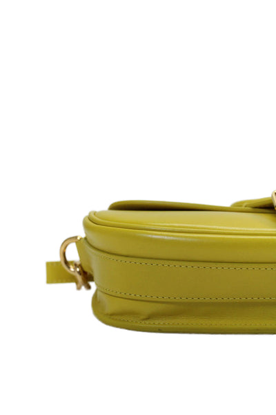 Christian Dior Womens Yellow Bobby Flap Leather East West Shoulder Bag Handbag