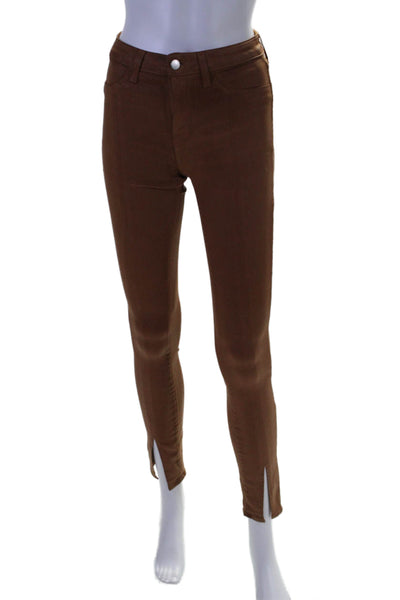 L'Agence Womens High Rise Skinny Leg Jyothi Jeans Cognac Coated Brown Size 25