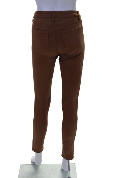 L'Agence Womens High Rise Skinny Leg Jyothi Jeans Cognac Coated Brown Size 25