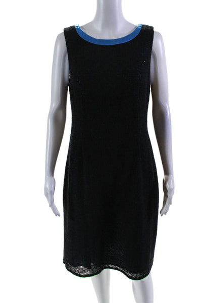 Elie Tahari Women's Round Neck Sleeveless A-Line Mini Dress Black Size 12