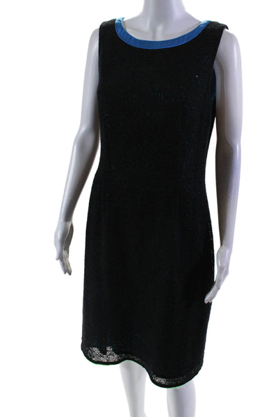 Elie Tahari Women's Round Neck Sleeveless A-Line Mini Dress Black Size 12