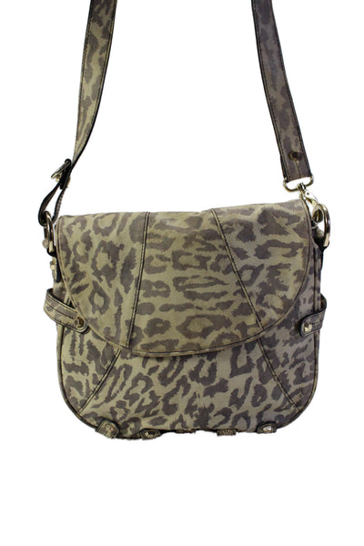 Roccatella Womens Animal Print Magnet Closure Shoulder Handbag Purse Beige