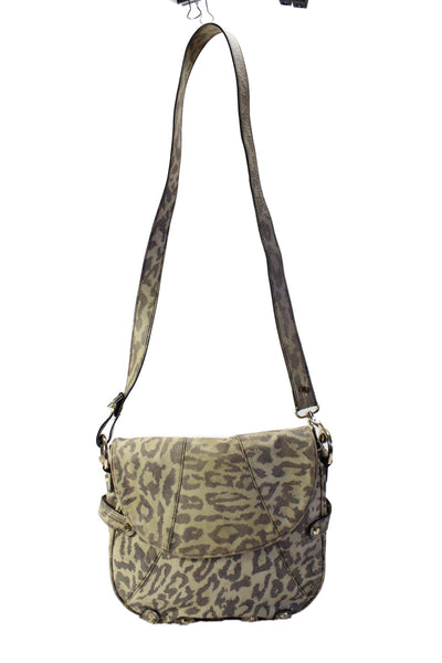 Roccatella Womens Animal Print Magnet Closure Shoulder Handbag Purse Beige