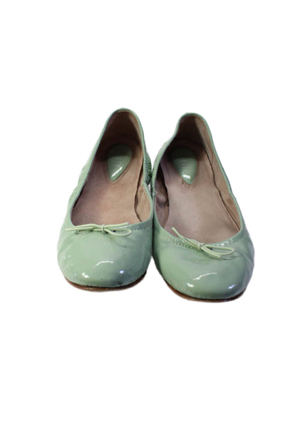 Bloch Womens Patent Leather Ballet Bow Tied Slip On Flats Light Green Size 37.5