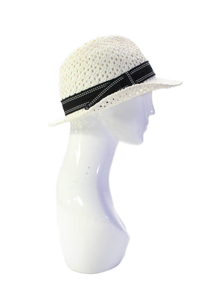 Cirri Cirri Mens Open Weave Ribbon Trim Fedora Hat White Size OS