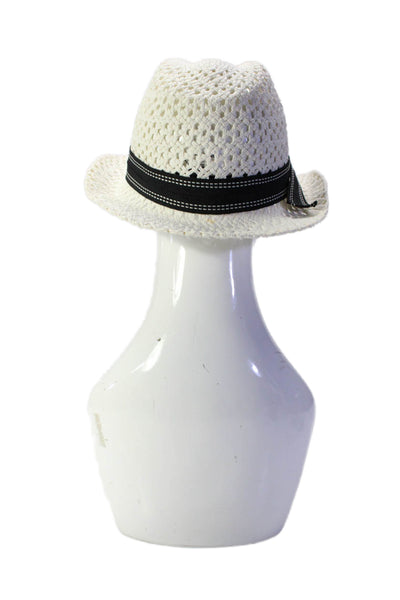 Cirri Cirri Mens Open Weave Ribbon Trim Fedora Hat White Size OS