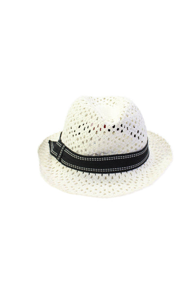 Cirri Cirri Mens Open Weave Ribbon Trim Fedora Hat White Size OS