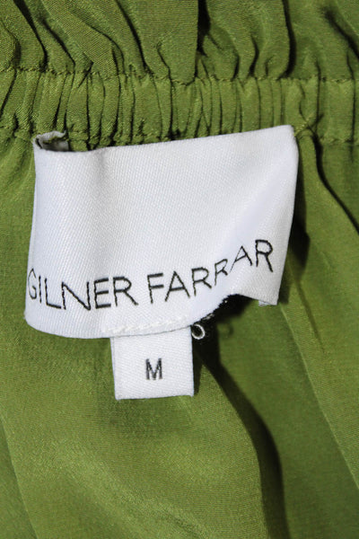 Gilner Farrar Womens Silk 3/4 Sleeves Pullover Blouse Green Size Medium