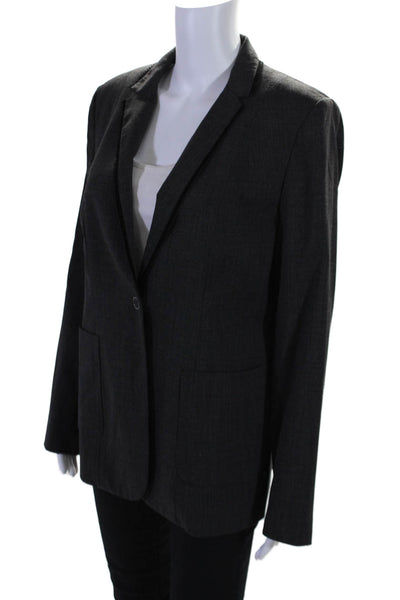 Elie Tahari Womens Narrow Lapel Single Button Blazer Jacket Black Wool Size 12